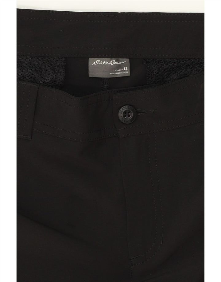EDDIE BAUER Shorts Chino feminino EUA 12 grande W34 poliéster preto