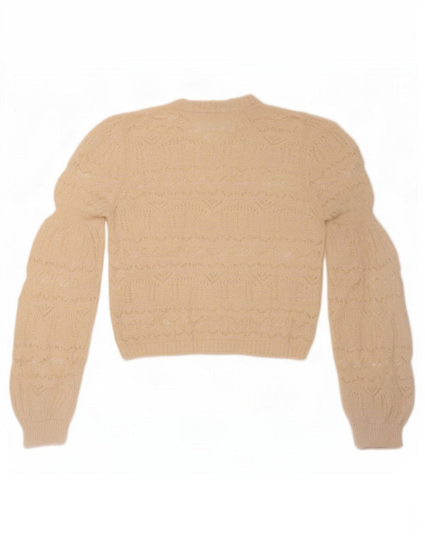 Zara Suéter feminino cropped com gola canoa UK 14 Médio Off White