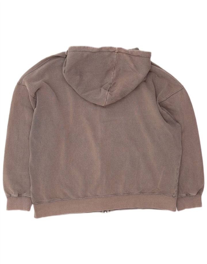 Suéter feminino com capuz e zíper grande Pull & Bear Reino Unido 14 algodão cinza médio