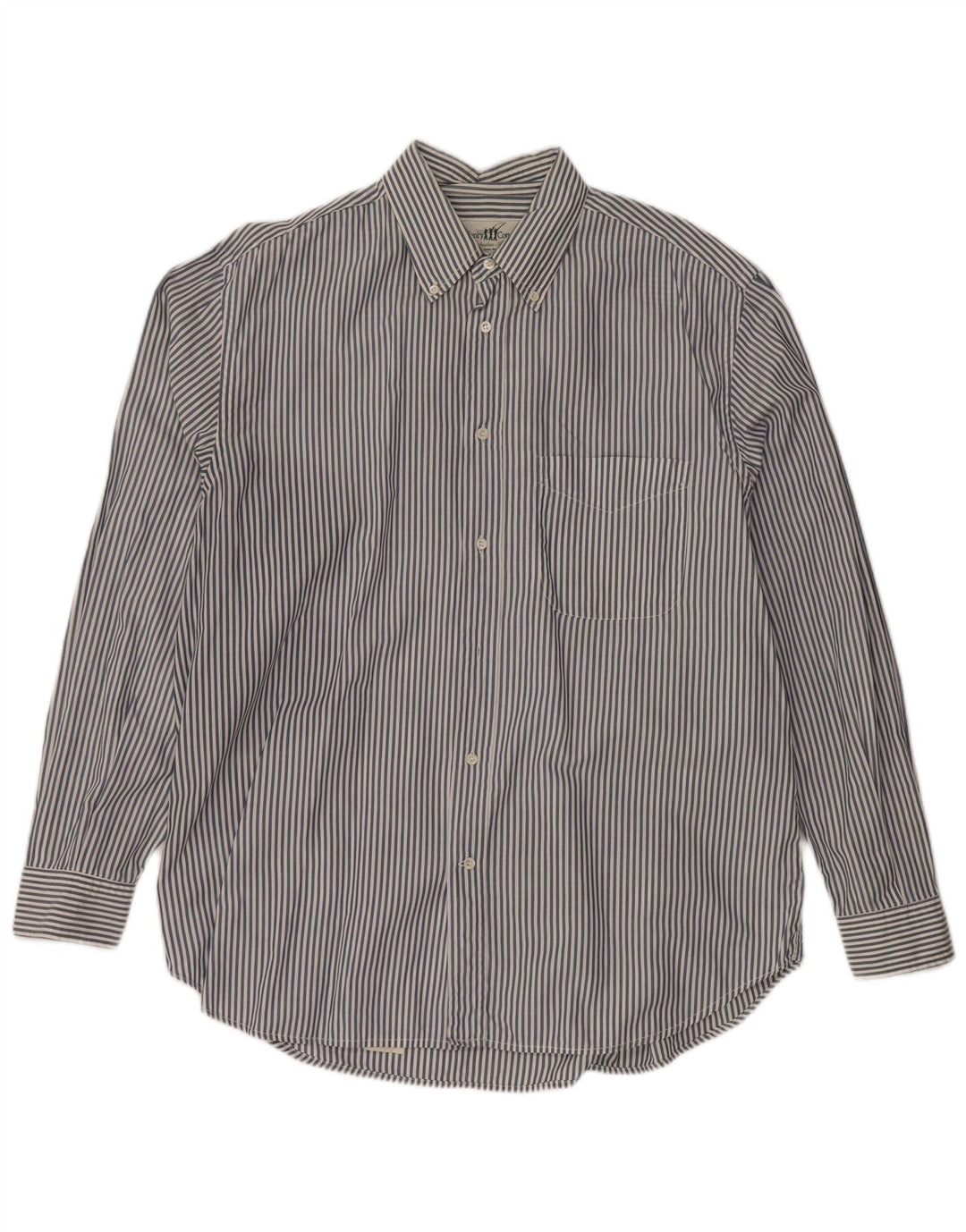 Camisa masculina HENRY COTTONS tamanho 43 XL azul marinho listrado algodão