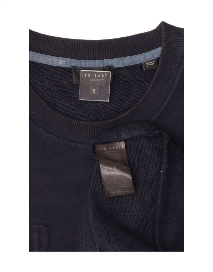 TED BAKER Womens Graphic Sweatshirt Jumper Size 5 XL Navy Blue Cotton Vintage Ted Baker and Second-Hand Ted Baker from Messina Hembry 