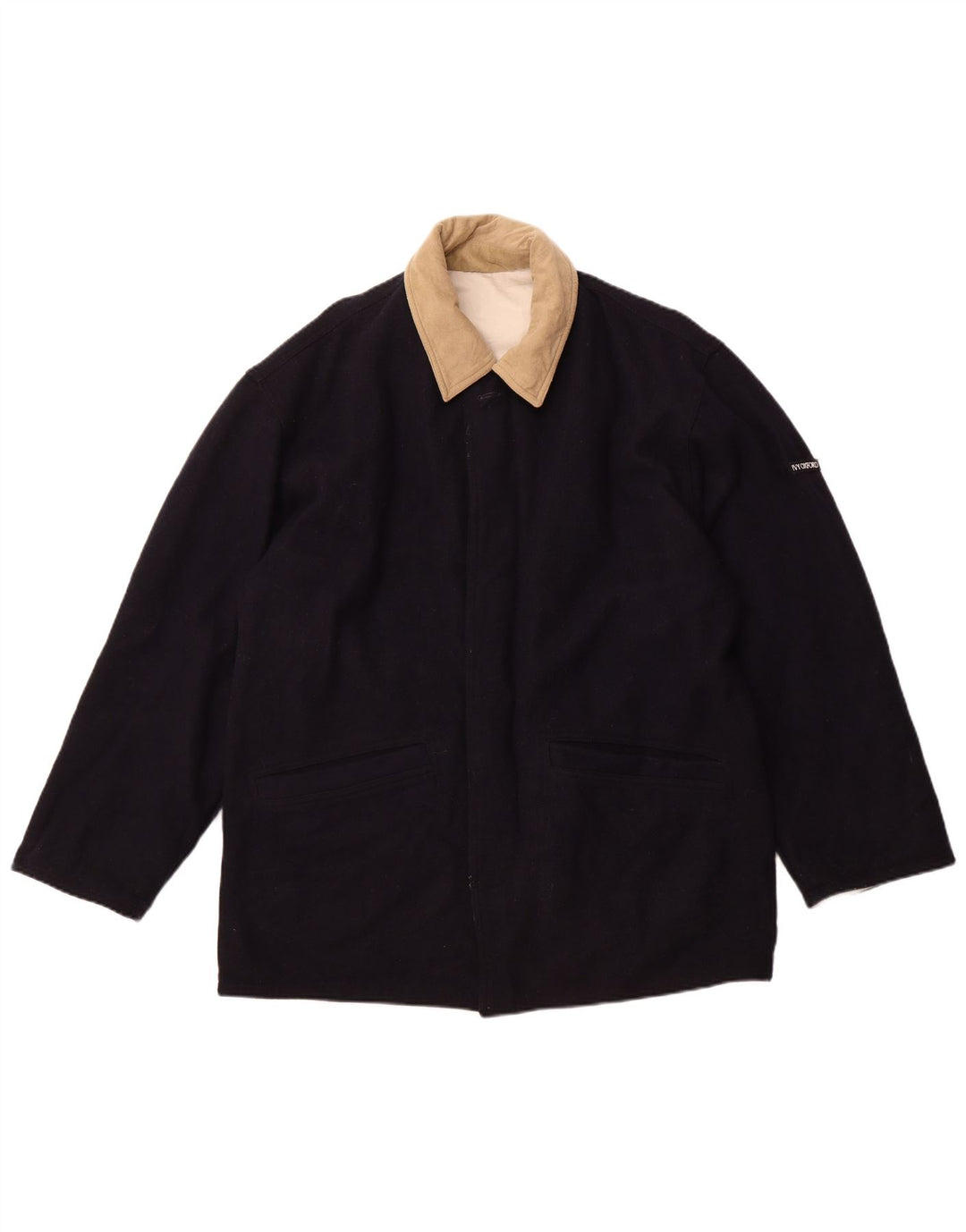 Jaqueta corta-vento masculina IVY OXFORD Reino Unido 42 XL algodão azul marinho