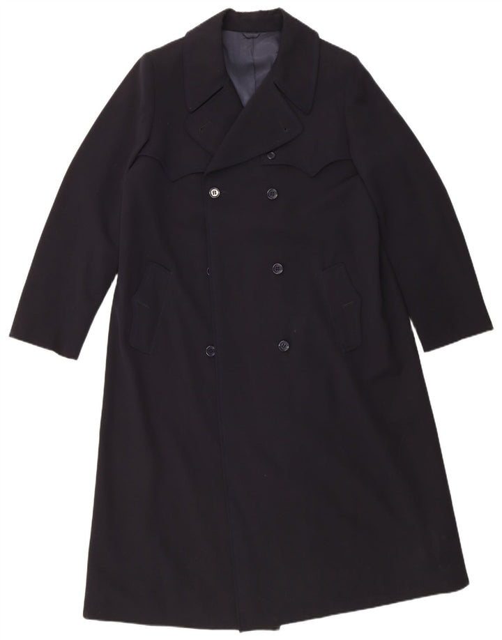 Trench coat feminino vintage com peito duplo Reino Unido 14 azul marinho médio