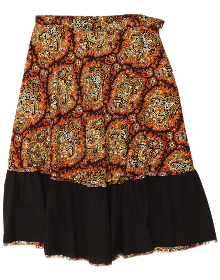 Saia vintage feminina linha A W30 média paisley multicolorida