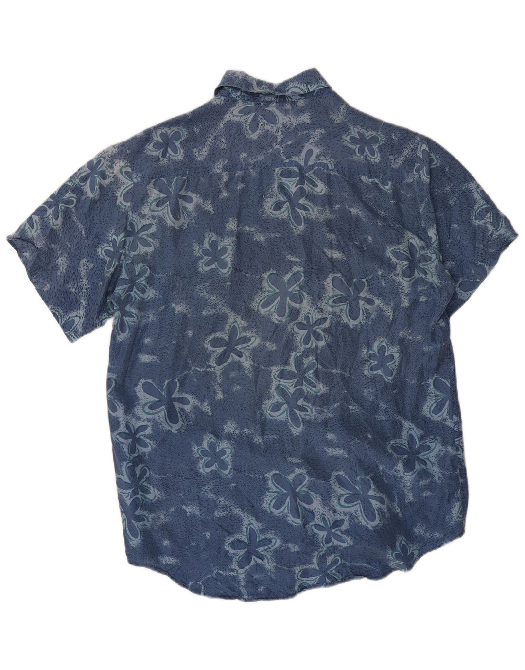 Camisa masculina de manga curta James Dillon pequena seda floral azul