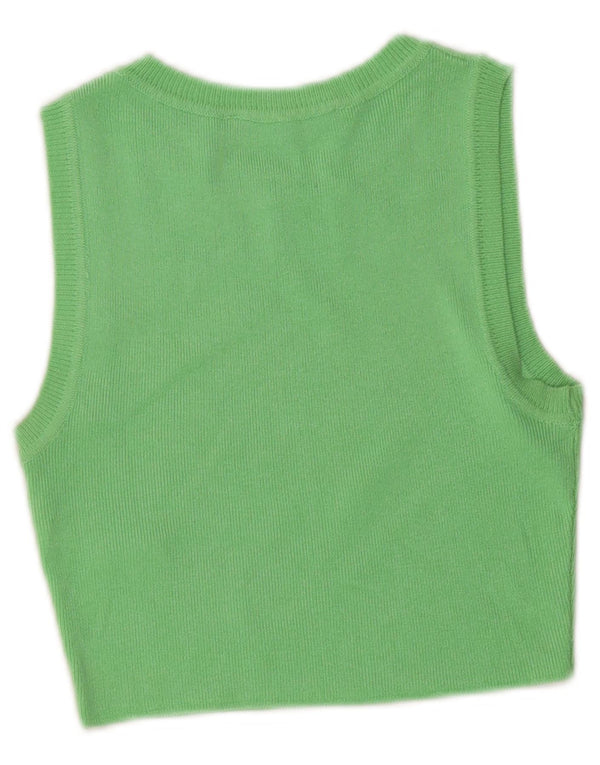 Colete feminino Zara Top UK 8 pequeno viscose verde