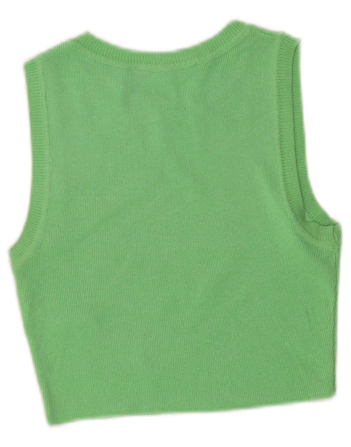 Colete feminino Zara Top UK 8 pequeno viscose verde
