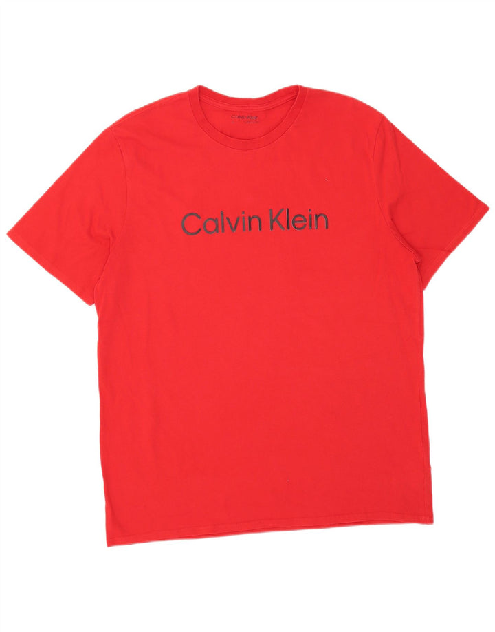 Camiseta masculina CALVIN KLEIN com estampa gráfica grande de algodão vermelho