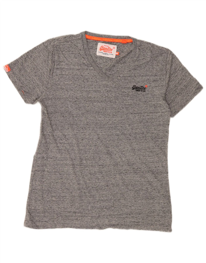 Camiseta masculina SUPERDRY Top cinza médio manchado de algodão