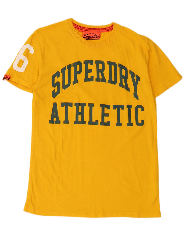 Camiseta gráfica masculina Superdry Top médio algodão amarelo