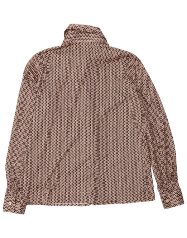 Blusa feminina vintage UK 16 grande marrom Chevron