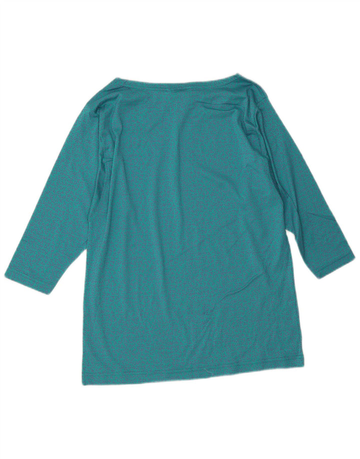 Top feminino vintage manga 3/4 Reino Unido 14 azul médio floral