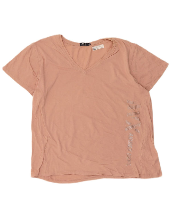 Camiseta feminina gráfica Avirex UK 20 2XL algodão rosa