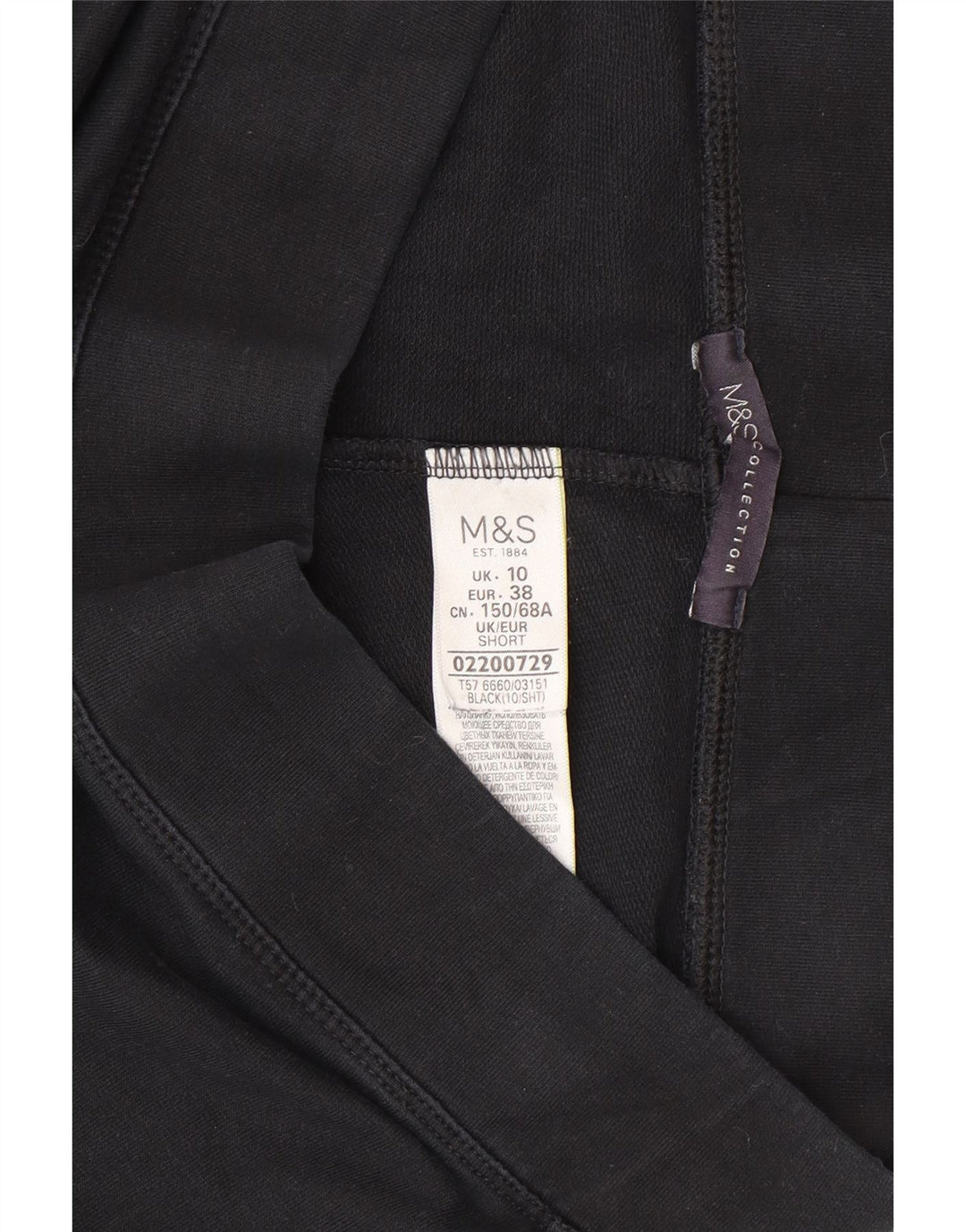 Calça de treino feminina Marks & Spencer Reino Unido 10 pequeno algodão preto