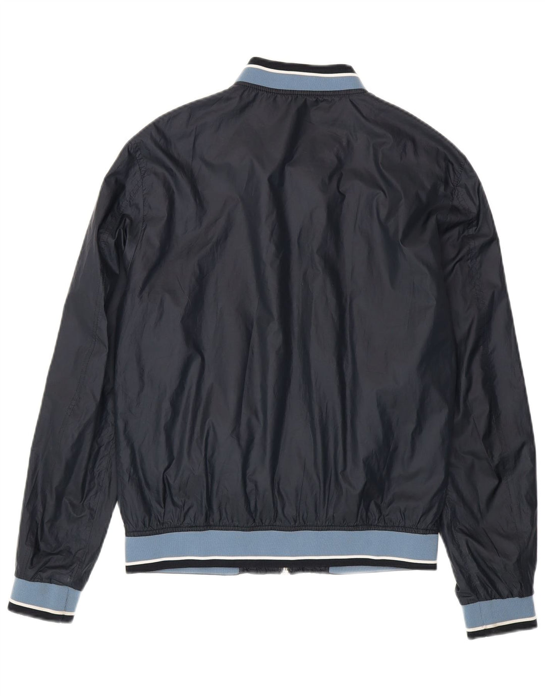 Zara Mens Bomber Jacket UK 40 Grande Poliéster Colourblock Azul Marinho