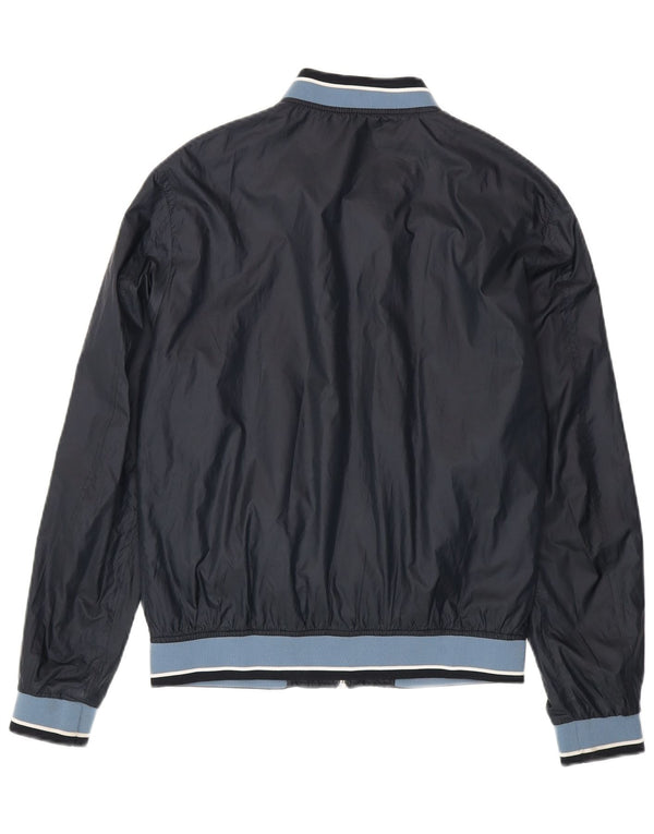 Zara Mens Bomber Jacket UK 40 Grande Poliéster Colourblock Azul Marinho
