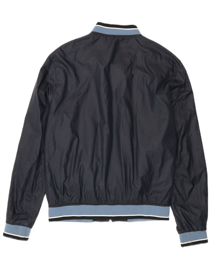 Zara Mens Bomber Jacket UK 40 Grande Poliéster Colourblock Azul Marinho