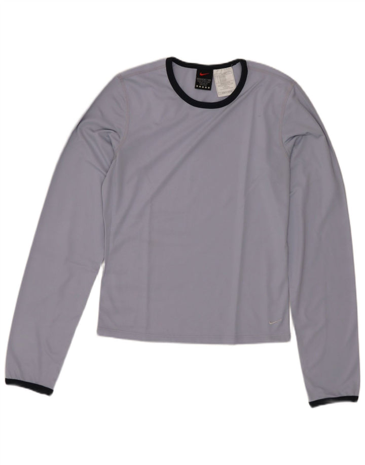 Top cropped feminino NIKE manga comprida US 8/10 poliéster azul médio