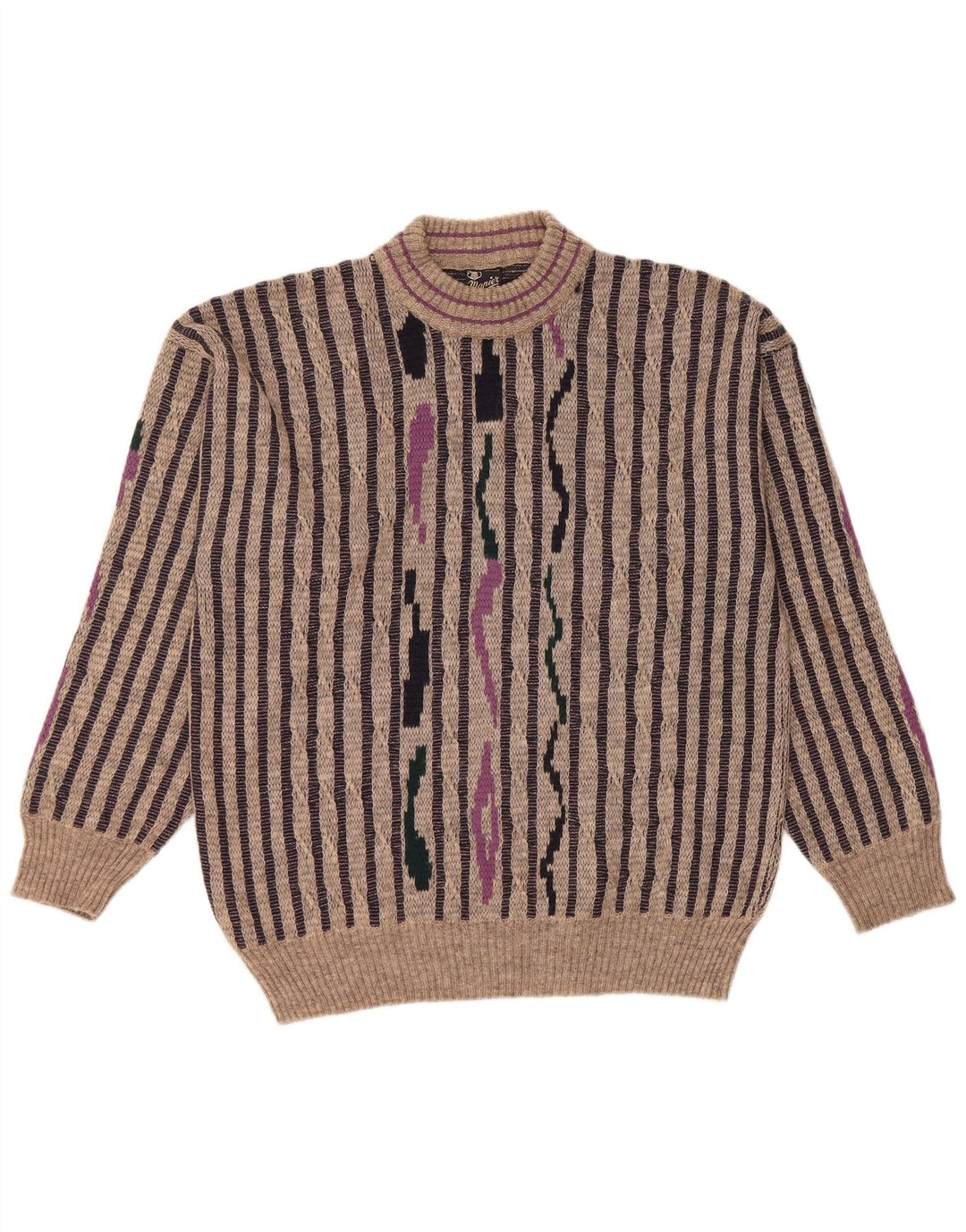 Suéter masculino MAPIER com gola redonda, listrado cinza grande