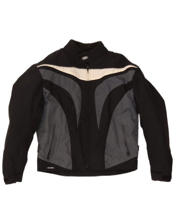 Jaqueta vintage masculina Racer UK 36 poliamida colorblock preta pequena