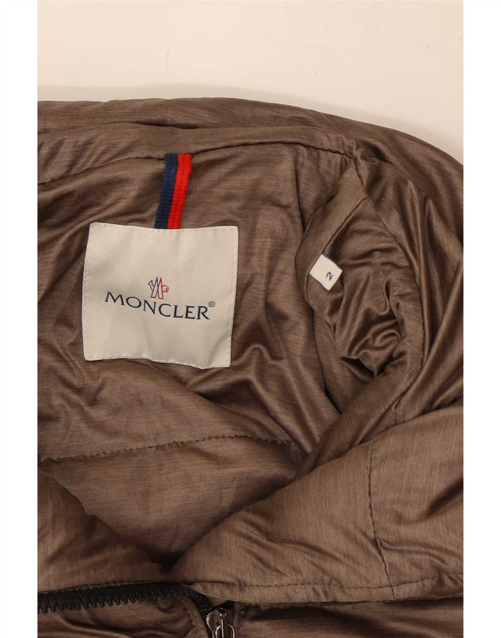 Jaqueta acolchoada feminina Moncler tamanho 2 poliéster marrom pequeno