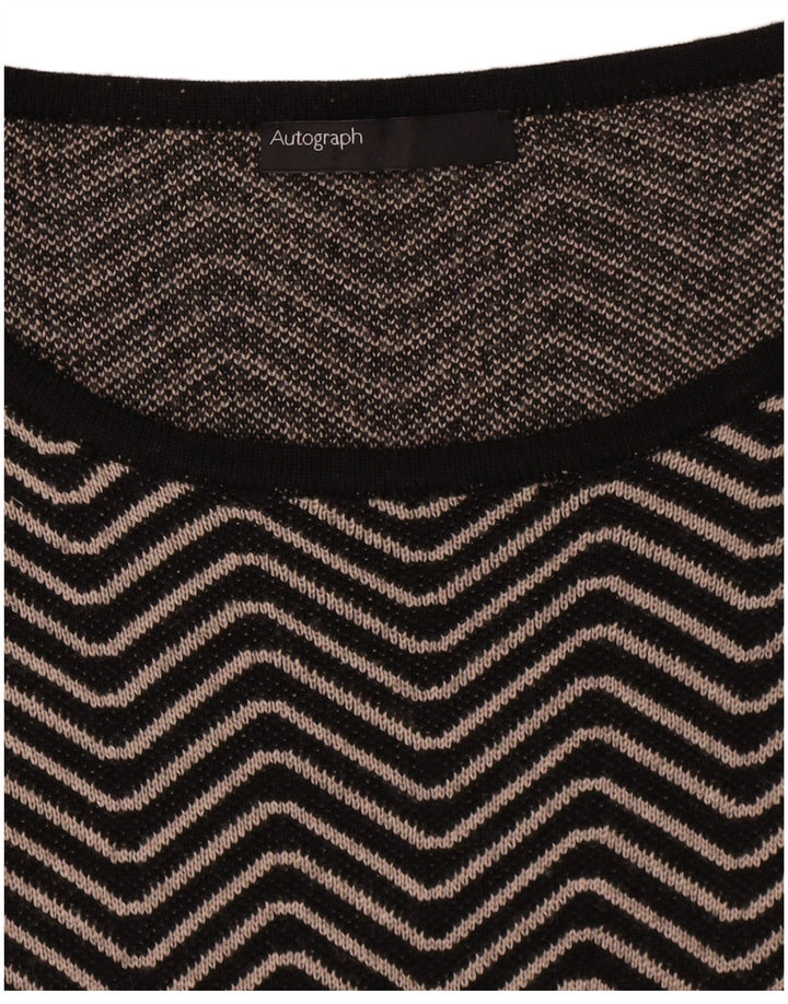 Vestido feminino Marks & Spencer Autograph Jumper Reino Unido 12 Médio Preto Chevron