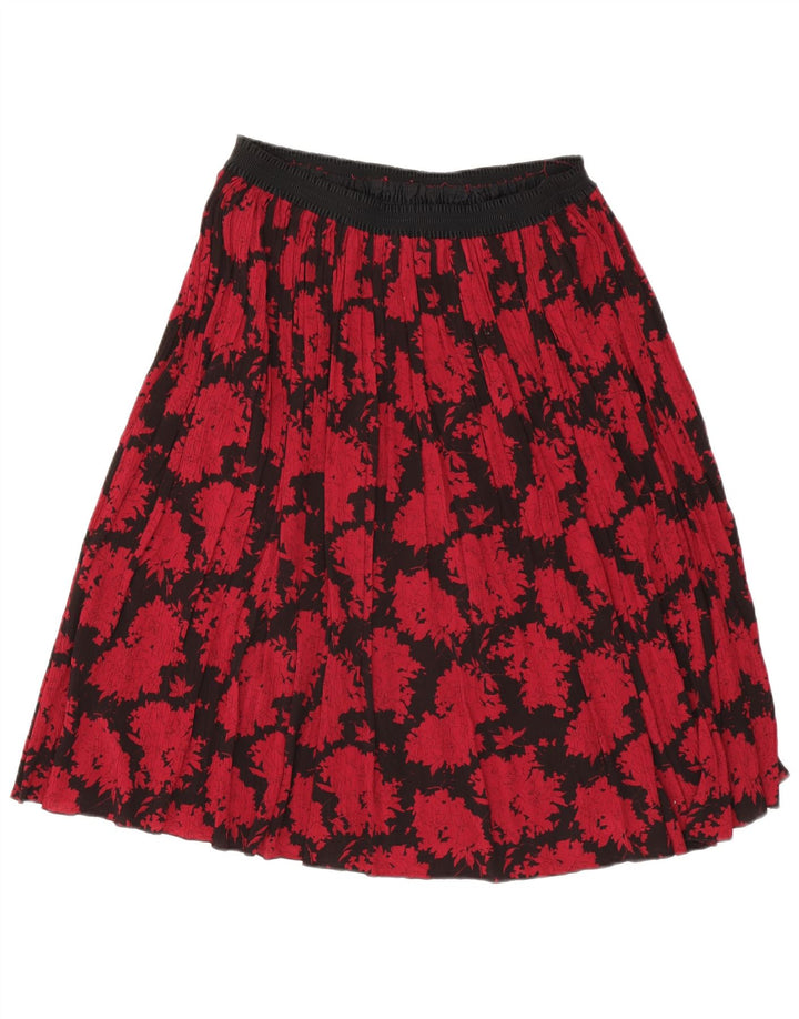 Saia feminina vintage linha A W30 poliéster floral vermelho médio