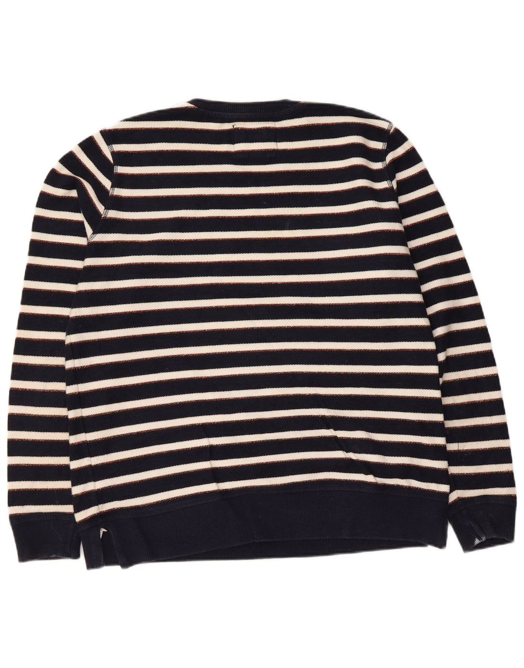 Suéter feminino Fat Face UK 14 médio azul marinho listrado náutico
