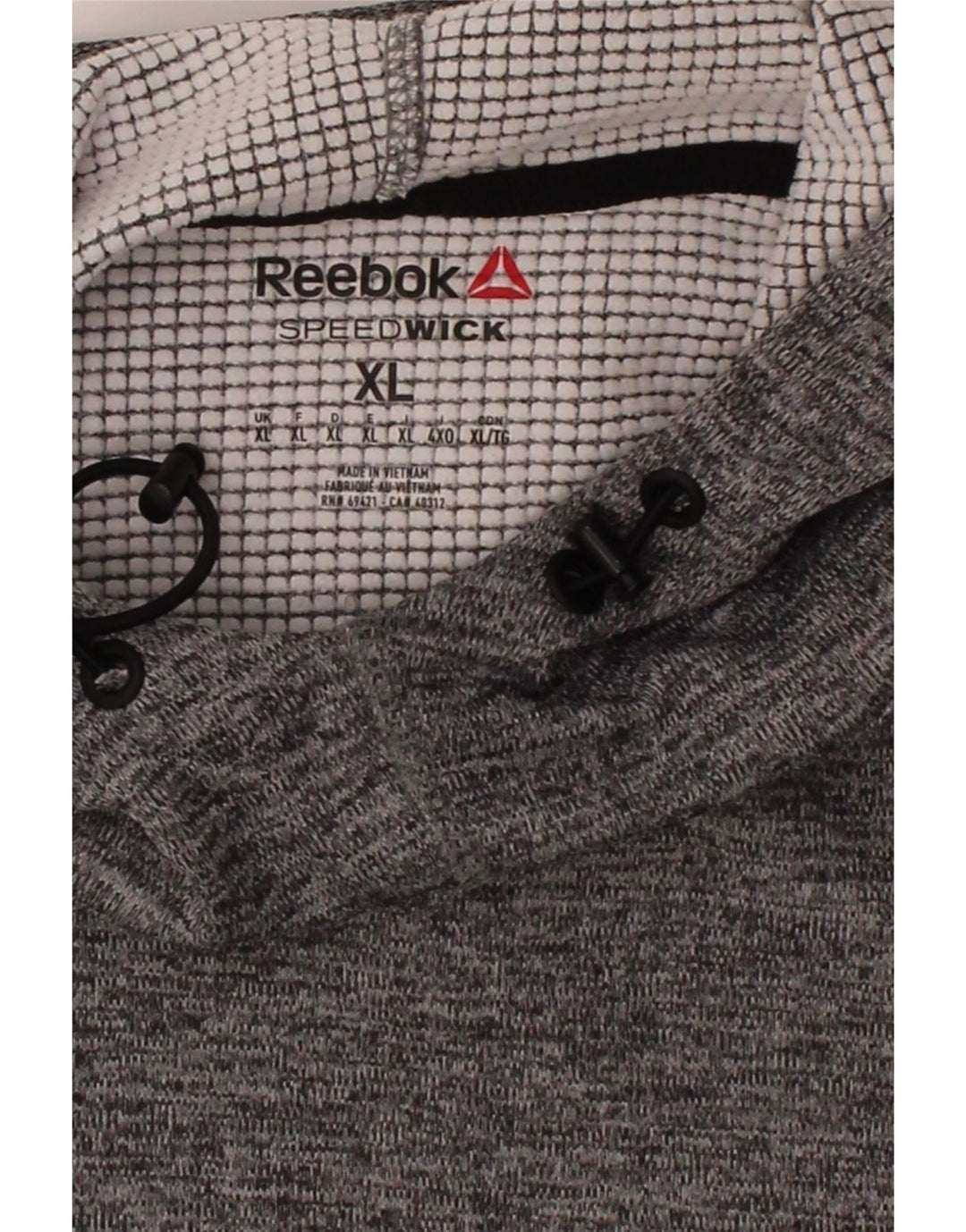 REEBOK Mens Hoodie Jumper XL Grey Flecked Polyester Vintage Reebok and Second-Hand Reebok from Messina Hembry 