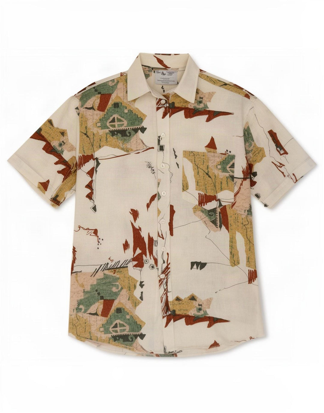 Angelo Litrico Camisa masculina com estampa abstrata tamanho 41/42 grande off white