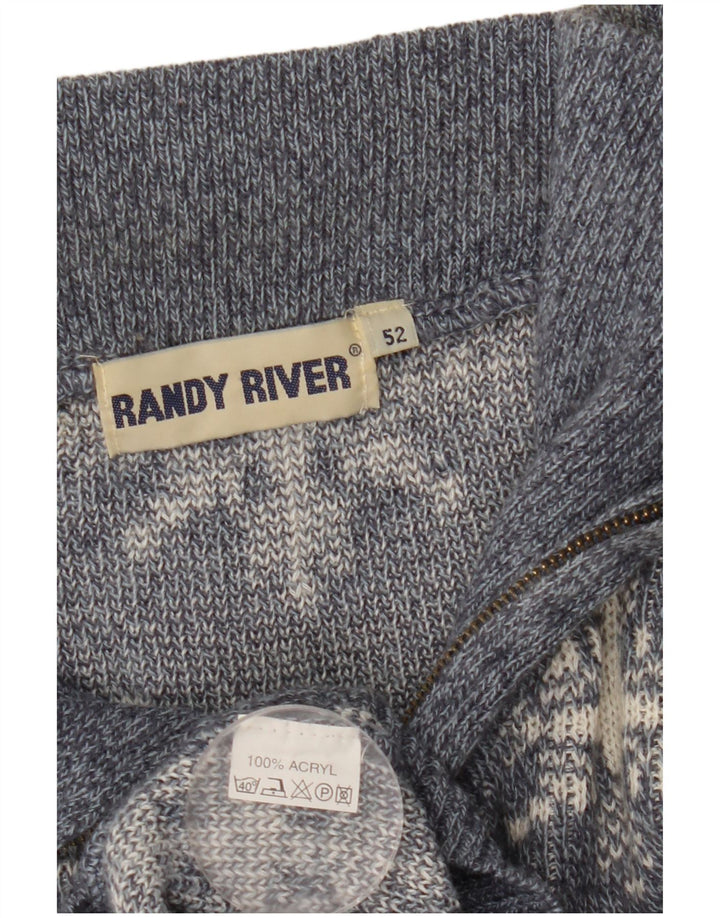 Suéter masculino Randy River com zíper e pescoço IT 52 grande cinza geométrico