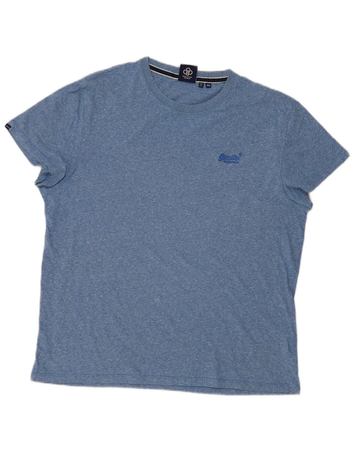 Camiseta masculina Superdry Top 2XL algodão manchado azul