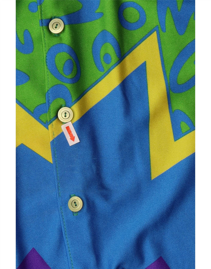 Camisa masculina VINTAGE XL azul geométrica