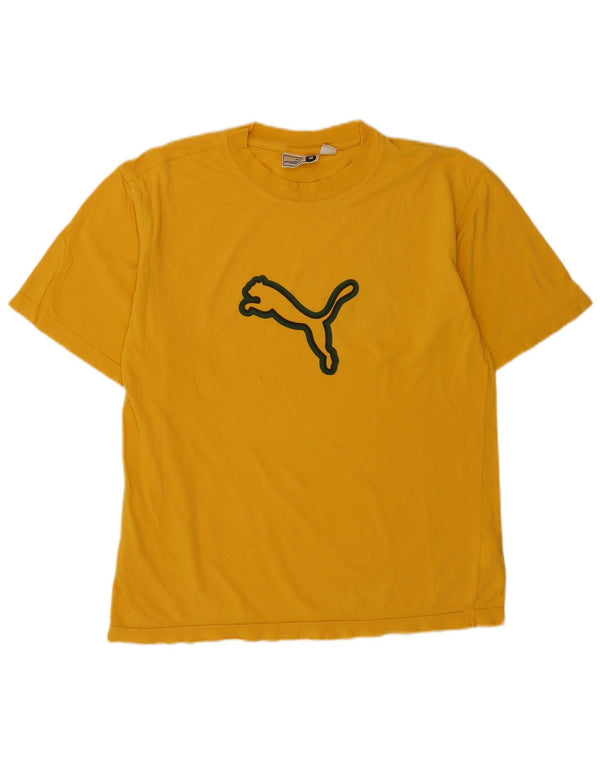 Puma Mens Graphic T-Shirt Top Médio Algodão Amarelo