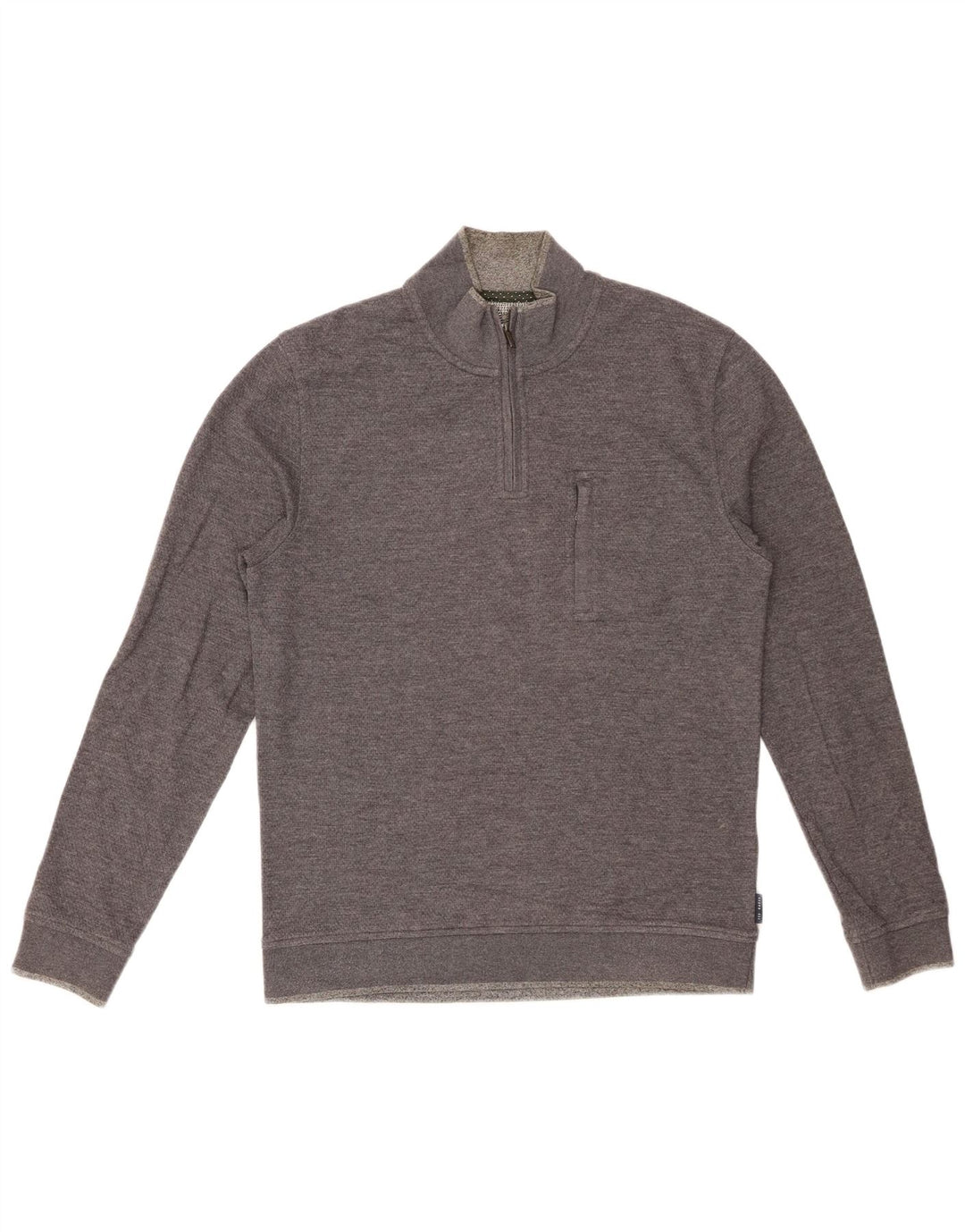 Moletom masculino TED BAKER com zíper e gola alta, tamanho 3, algodão cinza médio