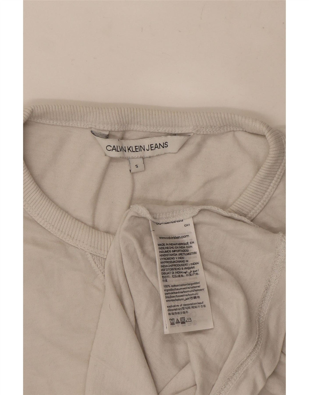 Camiseta masculina Calvin Klein Jeans top pequeno algodão branco