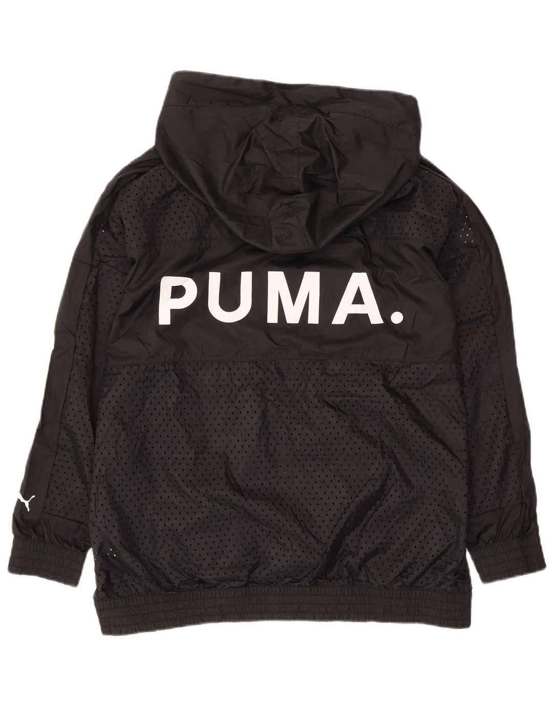 PUMA Mens Graphic Hooded Tracksuit Top Jaqueta Médio Preto Poliéster