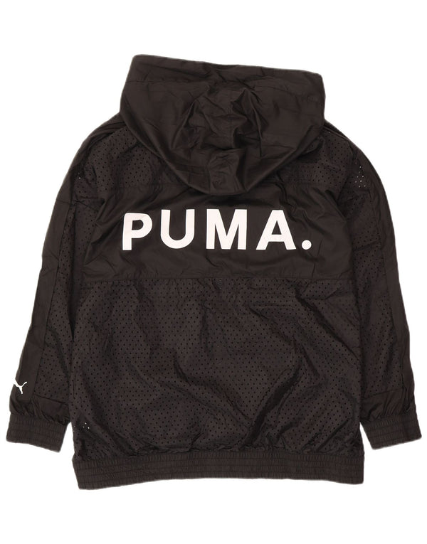 PUMA Mens Graphic Hooded Tracksuit Top Jaqueta Médio Preto Poliéster