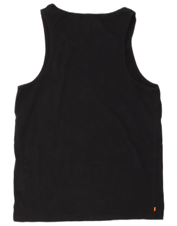 Superdry Womens Slim Fit Vest Top UK 16 Grande Algodão Preto