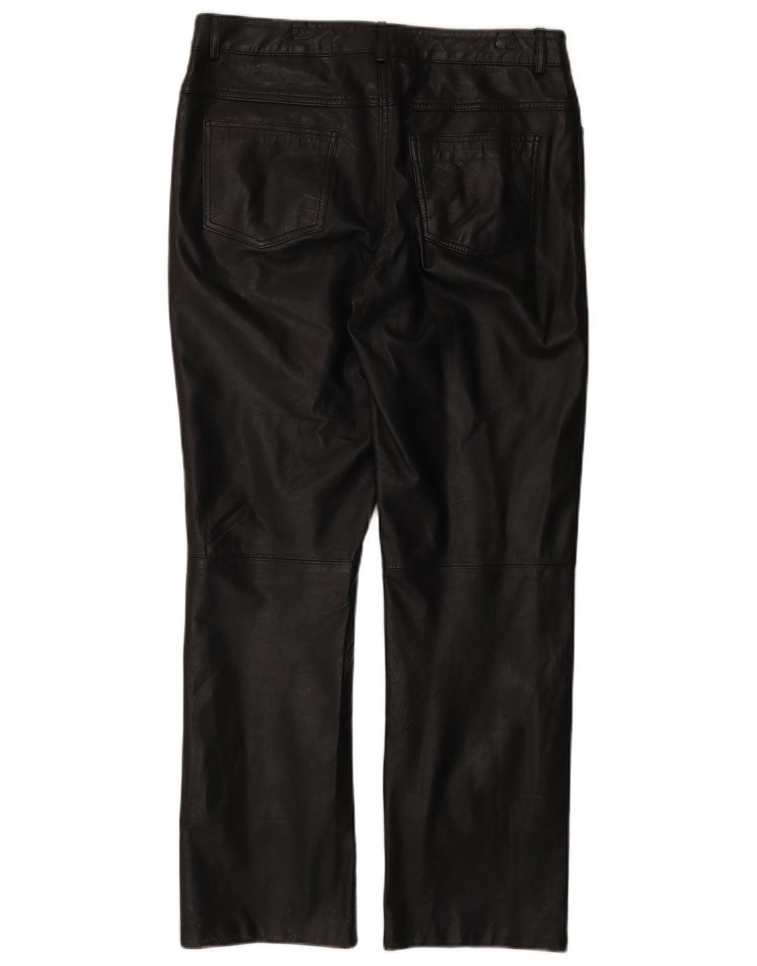 Calça feminina de couro reto Ricano W34 L30 couro preto