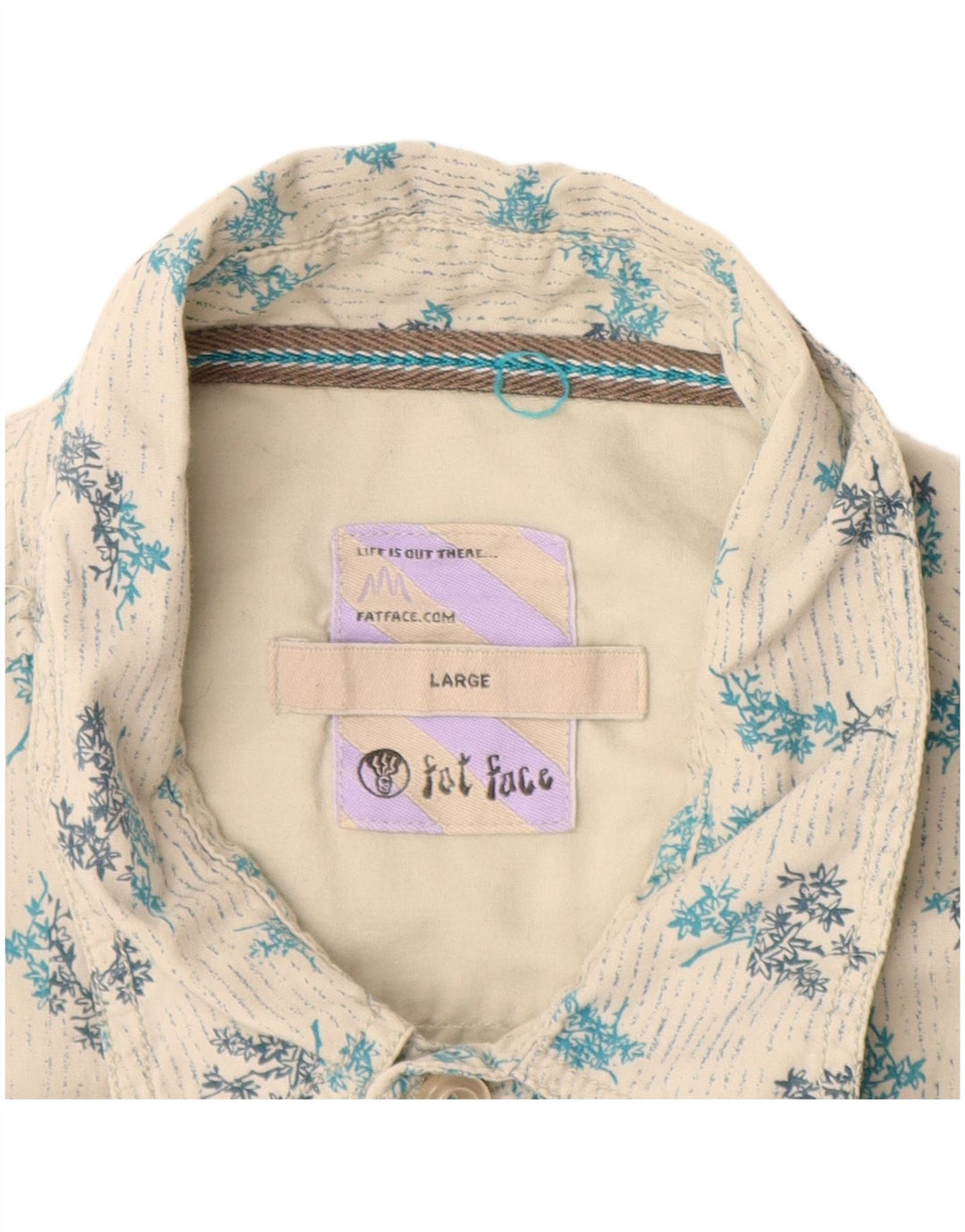 Camisa masculina de manga curta FAT FACE grande algodão floral branco