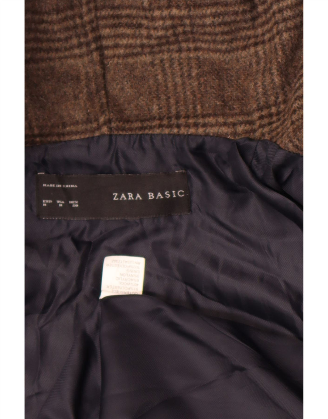 Jaqueta bomber aberta com capuz feminino Zara Reino Unido 14 poliéster xadrez marrom médio