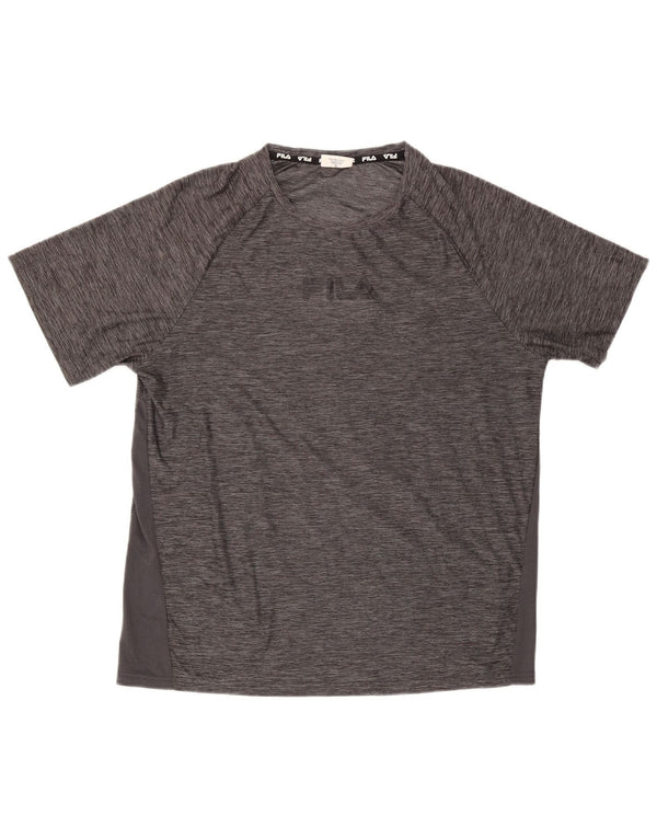 Camiseta masculina Fila grande poliéster manchado cinza