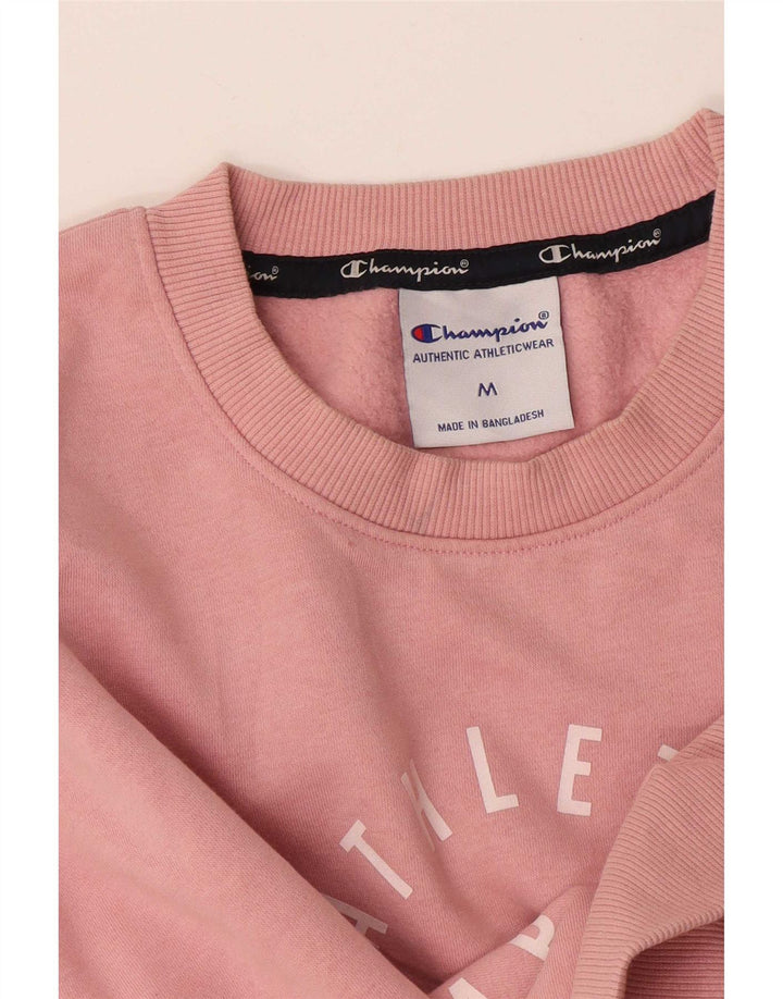 Champion feminino gráfico moletom jumper UK 14 médio algodão rosa