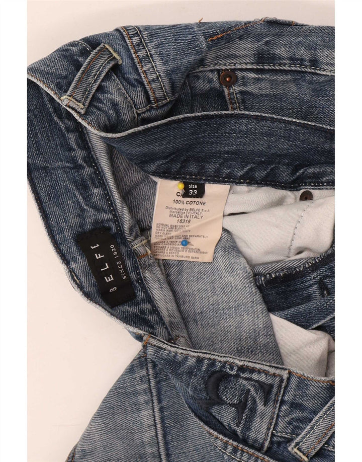 Belfe Mens Straight Jeans W33 L28 Azul Algodão