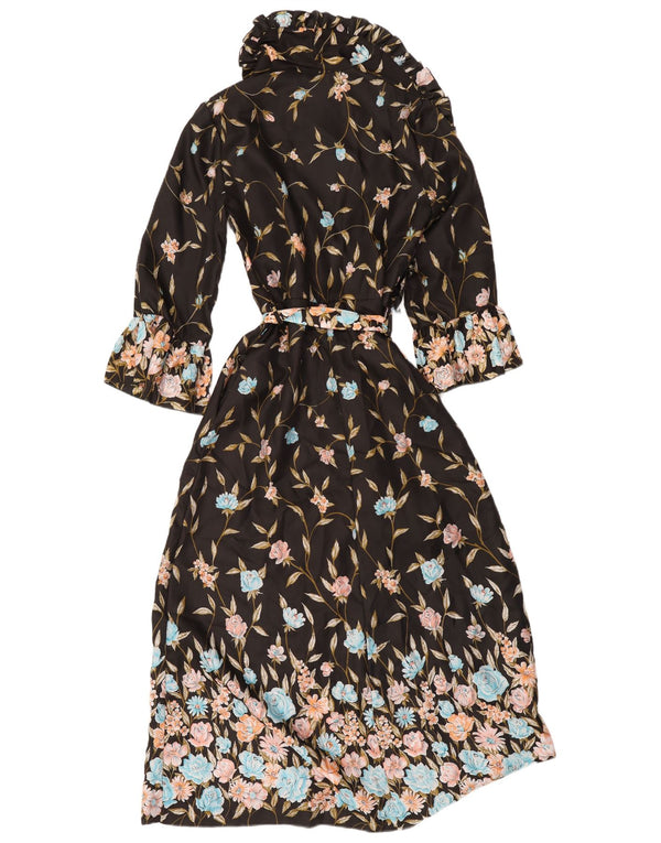 Vestido maxi feminino vintage de manga comprida IT 44 médio preto floral