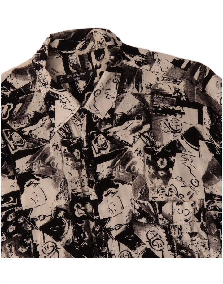 Camisa masculina VINTAGE com estampa abstrata tamanho 41 grande preta
