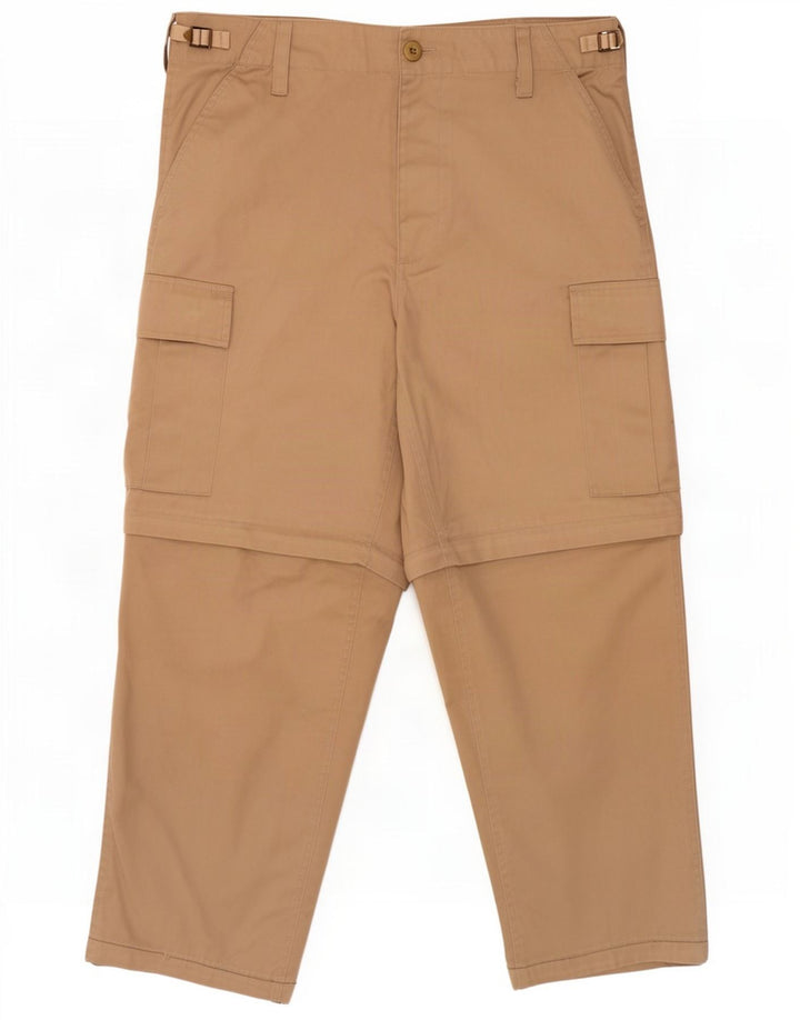 Calças cargo retas masculinas vintage W38 L27 Poliéster bege