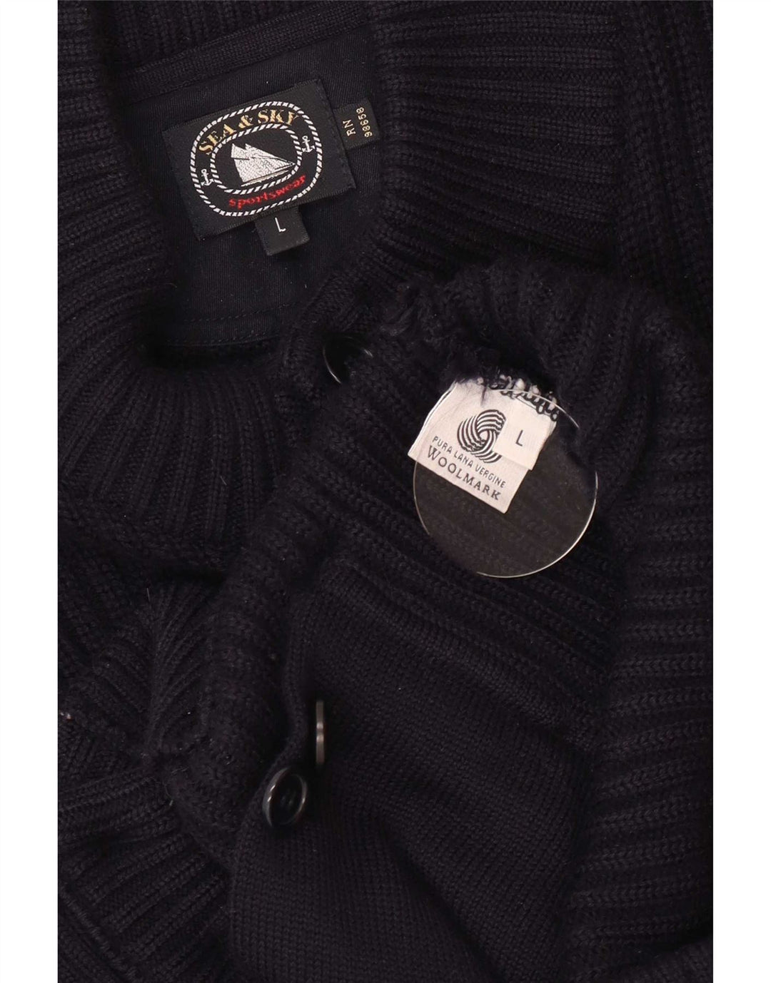 Suéter cardigã masculino Sea & Sky grande lã azul marinho