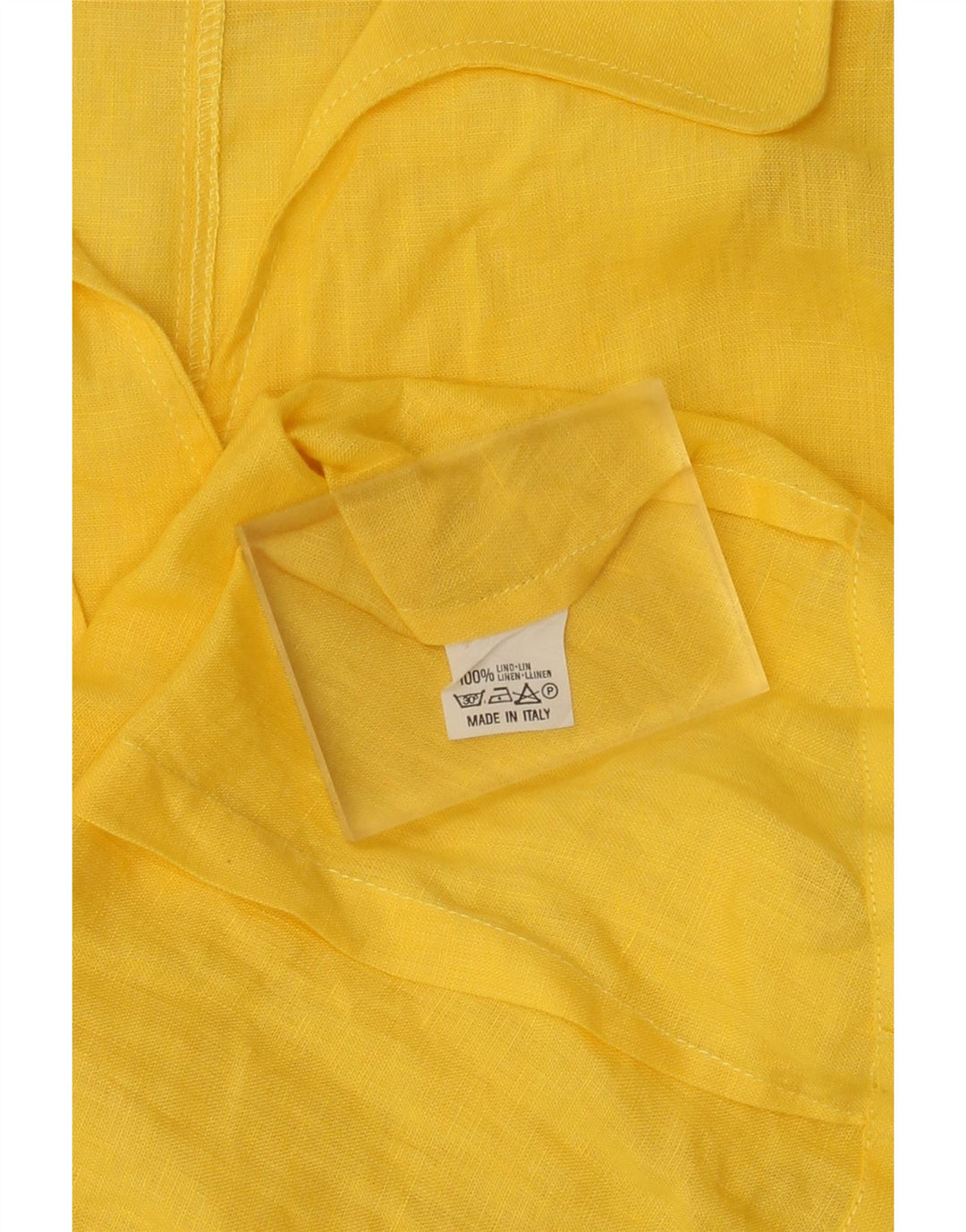 Blusa feminina sem mangas VINTAGE UK 14 linho amarelo médio